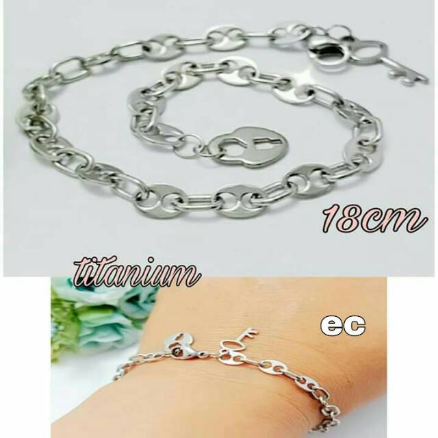 Gelang titanium gembok kunci 18cm bs request ukurannya