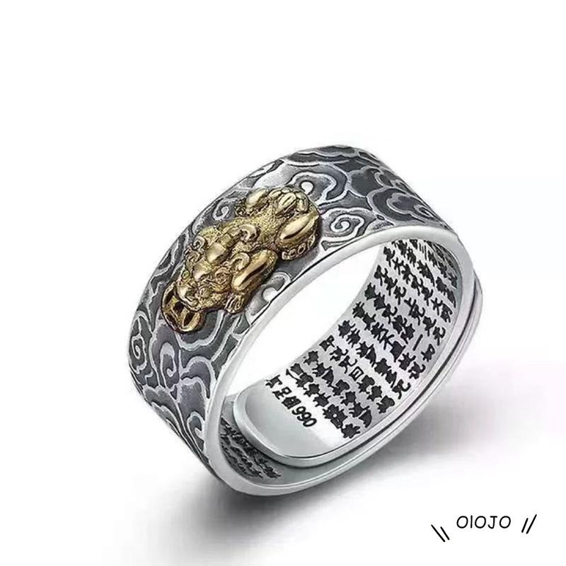 【COD】Pi Xiu Cincin Ibu Jari Tengah Pria / Wanita Warna Silver / Emas / Rose Gold