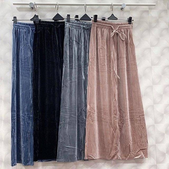 KULOT Bludru Plisket Premium Fashionly/ Plisket Pendek 7/8 Bludru