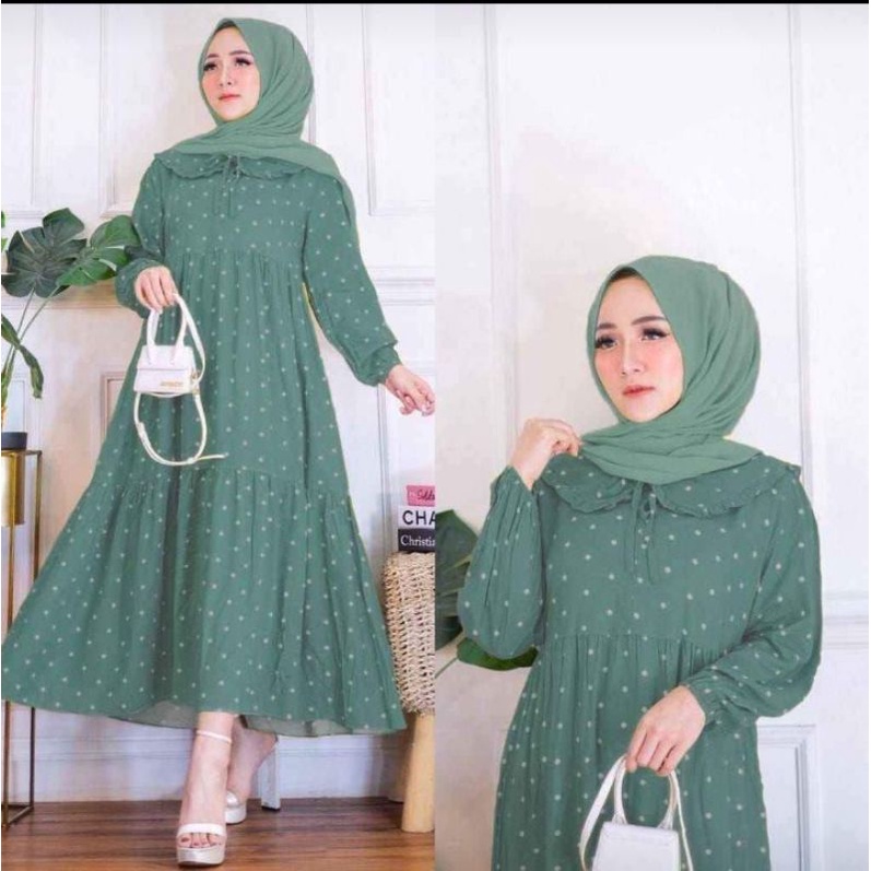 MIDI DRESS POLKA / DRESS MIDI RAYON POLKADOT / KANIA MIDI DRESS