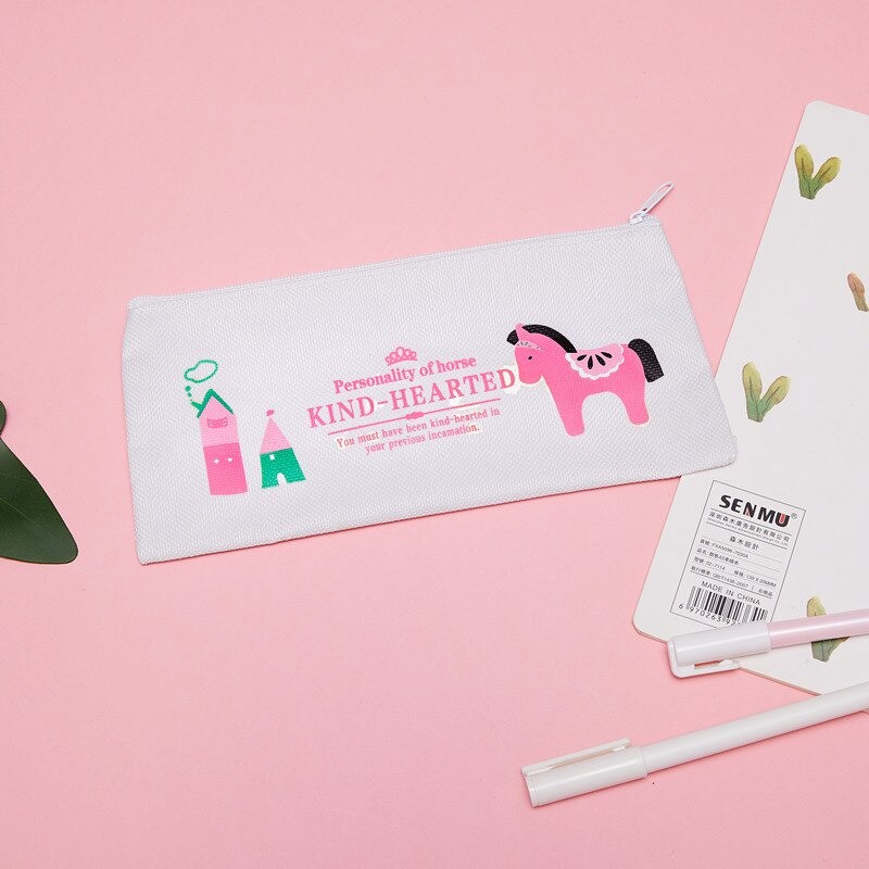 MURMURE.ID | TEMPAT PENSIL CUTE  ROYAL HORSE TERBARU PENSIL CASE ZIPPER IMPORT PC033-Kind Heart