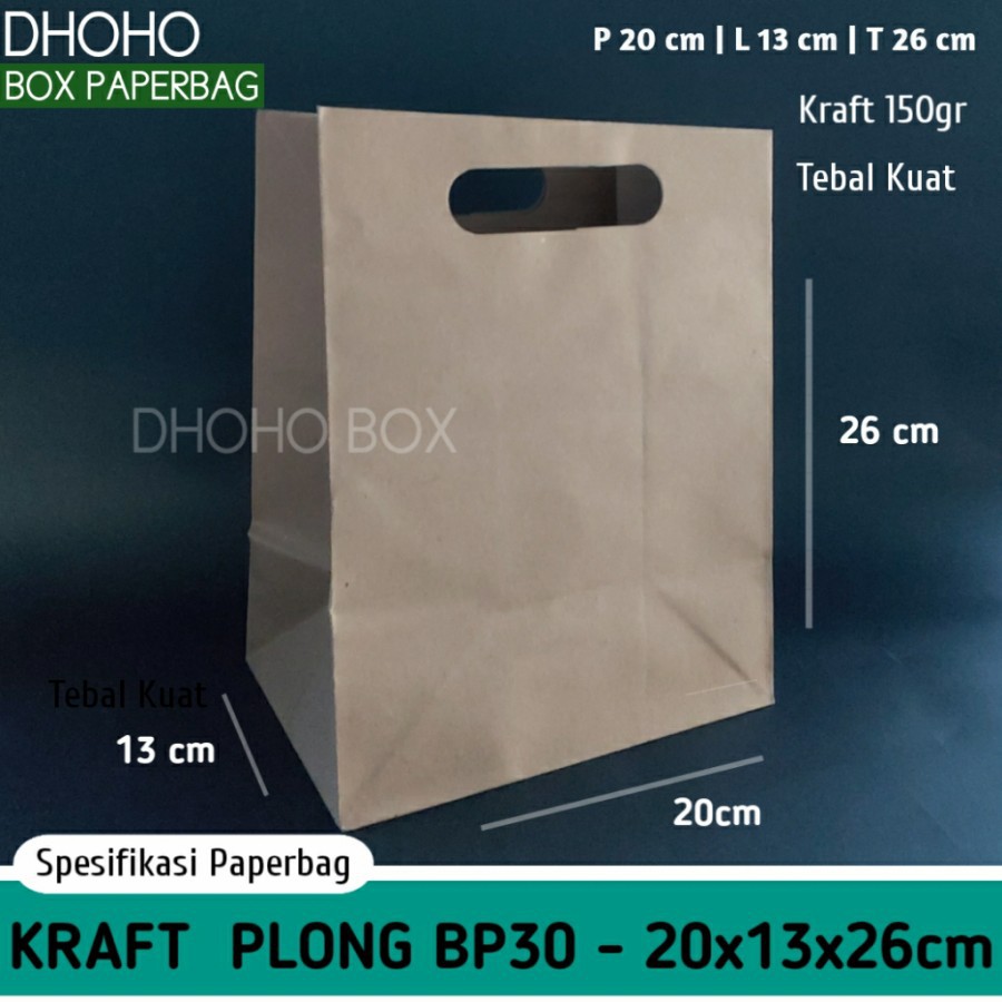 

ISI 12 BIJI paper bag kraft plong 20x13x26 bp30 | tas kertas | paperbag polos