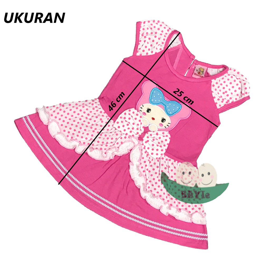 BAYIe - Setelan Baju Anak/Bayi Dress Perempuan motif CATTY  YUNISA/Pakaian anak cewek umur 1-2 tahun