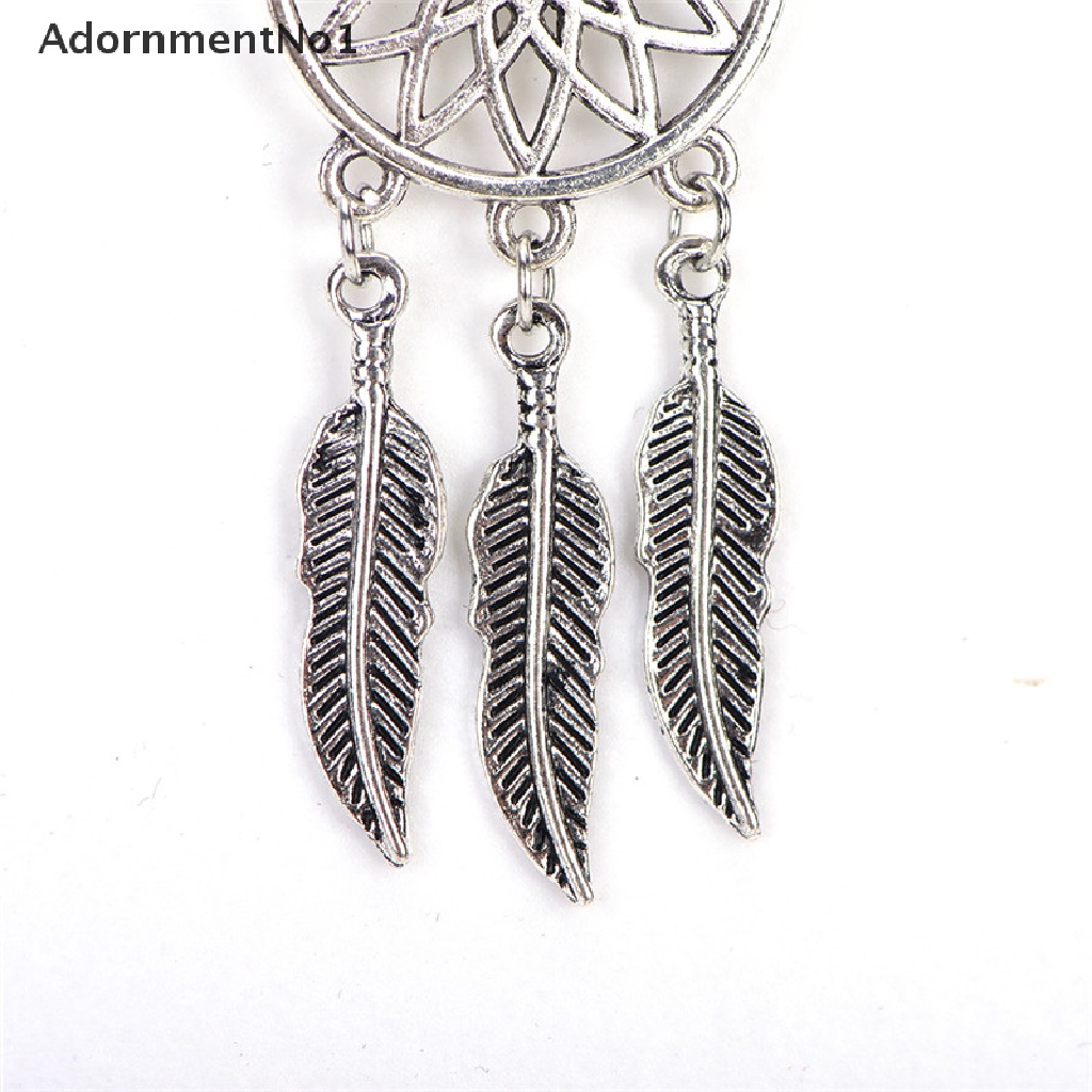 (AdornmentNo1) Set Kalung + Anting Gantung Panjang Kait Gaya Bohemia Motif Dreamcatcher + Daun + Bulu Untuk Wanita