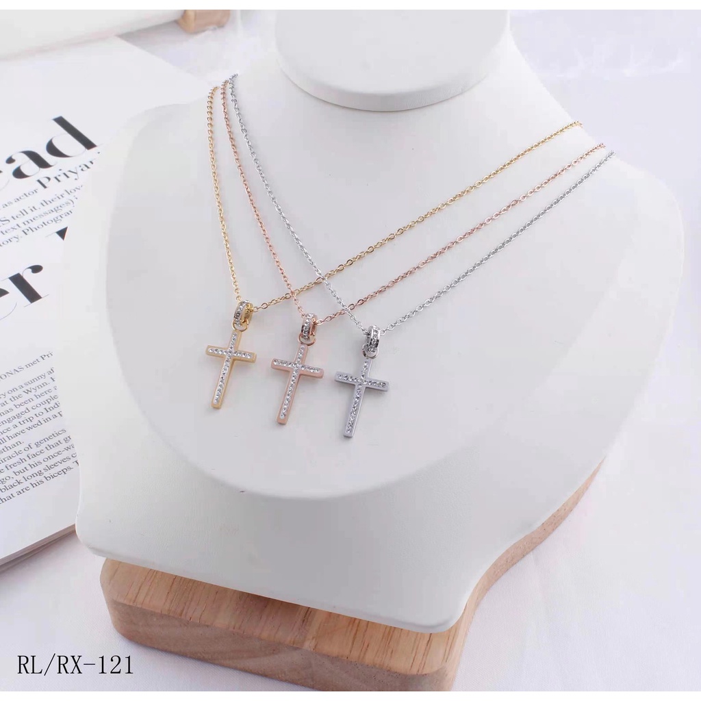 Titanium Kalung Cross Permata Perhiasan Fashion Jewellery 121