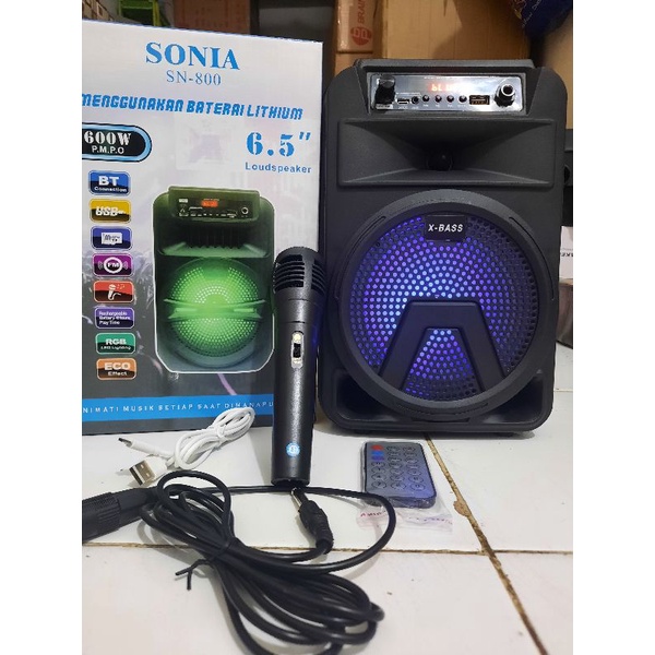 Speaker Bluetooth Sonia SN - 800 Bonus Mic + Remote Super Bass