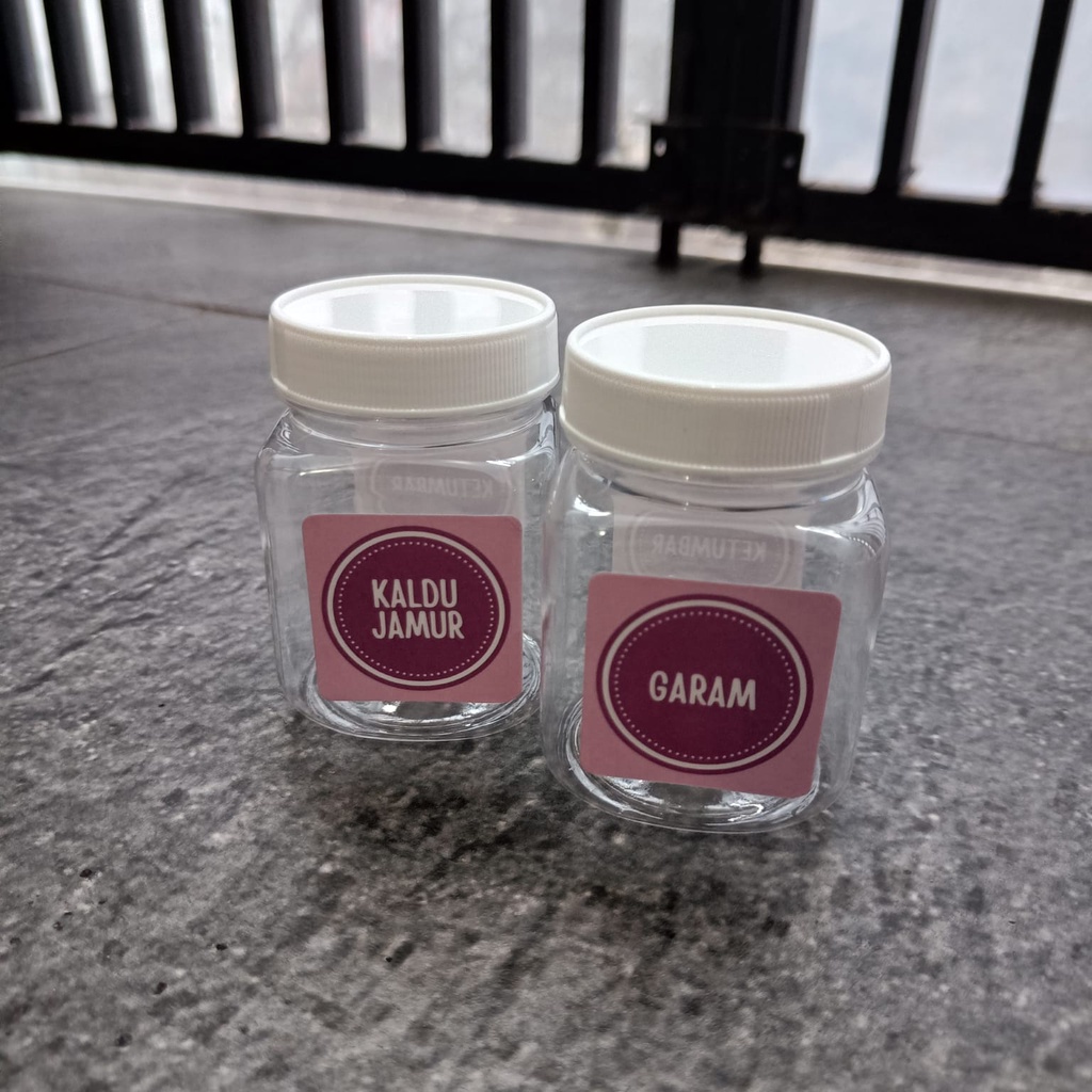 Toples Bumbu Kotak Plastik 200 ml free label pink pastel minimalis shabby stuff