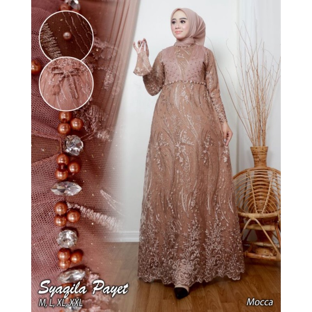 Gamis Syaqila Payet / Dress Syaqila Payet By SK / Dress Kebaya Cantik / Gamis kebaya Modern / Dress Kebaya Mewah / Dress Cantik