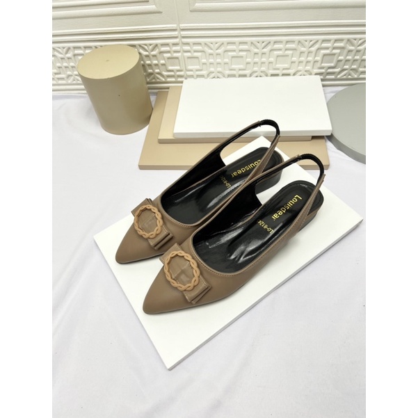 sepatu flat shoes wanita terbaru kekinian pesta LOUISDEAR sepatu flat 2 cm bahan dove tali belakang B77