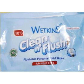 Wetkins Clean &amp; Flush Wet Wipes Tisue Basah Isi 10  &amp; 72 Lembar