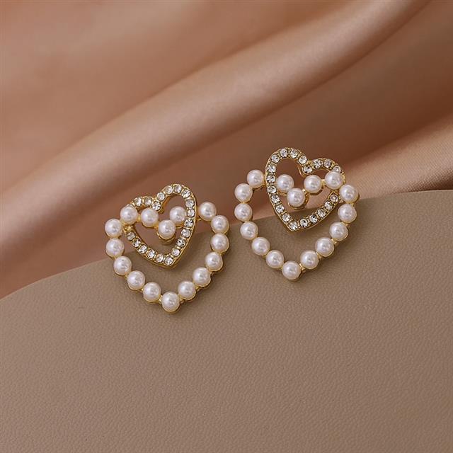 Sterling silver jarum Korea double cinta mutiara anting-anting XIAOXIANGFENG fashion tren elegan stu