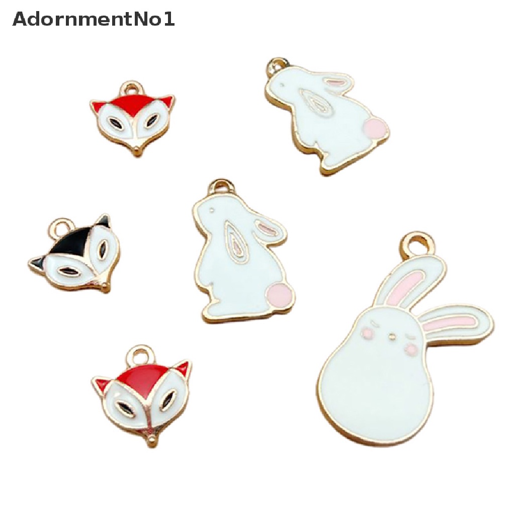 (AdornmentNo1) 10pcs / Set Liontin Bahan Alloy Desain Rubah / Kelinci Enamel Untuk Membuat Perhiasan DIY