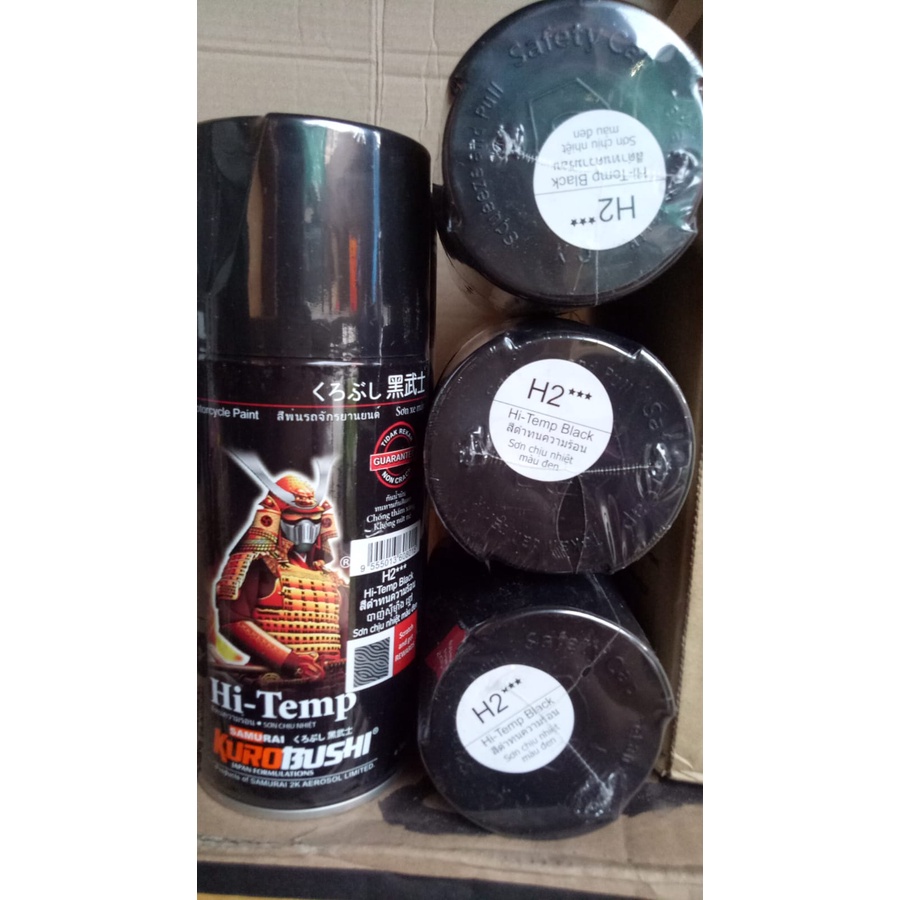 cat semprot samurai pilok pilox samurai hi temp black h2 pilok knalpot anti panas samurai hitam doff 300ml