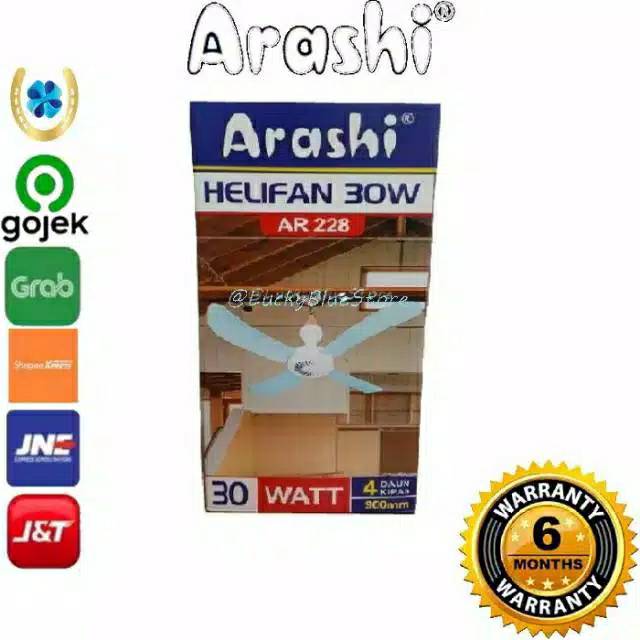 ARASHI Kipas Gantung Heli Fan 30 Watt - 4 Daun Kipas - Garansi Resmi