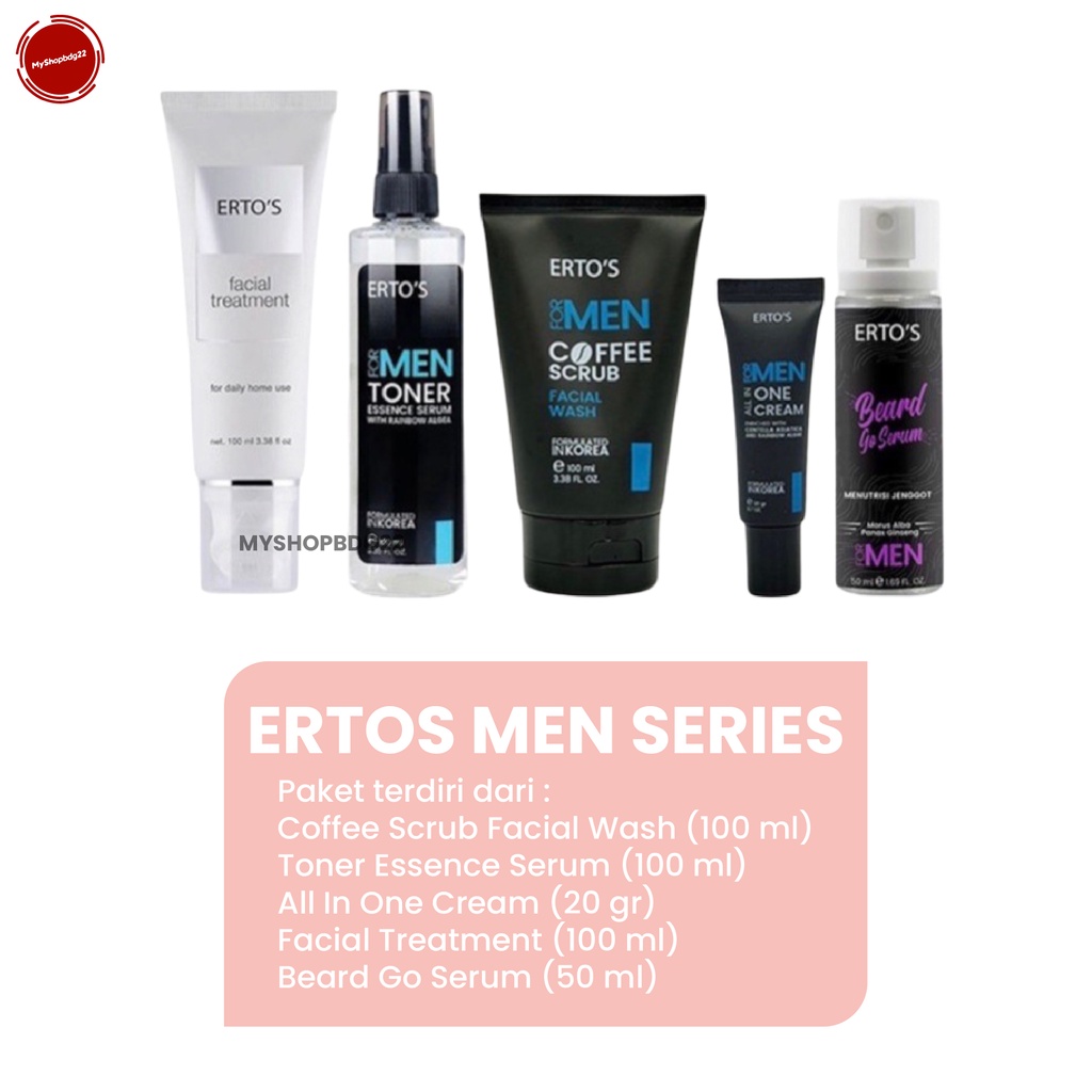 Ertos Men Series Paket Combo Ganteng 5 Pcs Skincare Perawatan Kulit Wajah Pria By Myshopbdg22