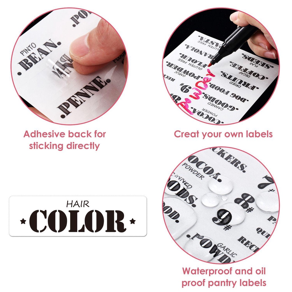 136pcs Stiker Label Kosmetik Model Transparan Untuk Kamar Mandi