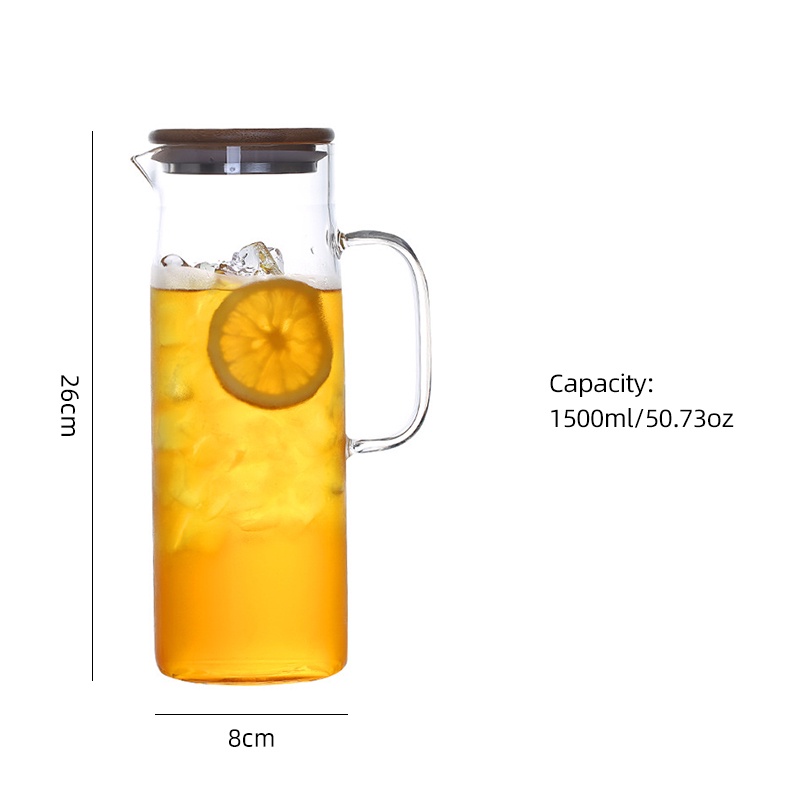 Teko Pitcher Kaca Pitcher Set Ukuran 1.5 Liter Tahan Panas Dingin Borosilicate Glass Desain Cantik Menarik Wadah Minuman Panas Dingin