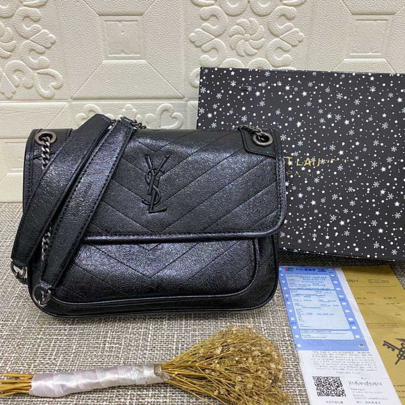 TAS YSL NIKI CRINKLED SKIN PREMIUM SHOULDER BAG FREE BOX