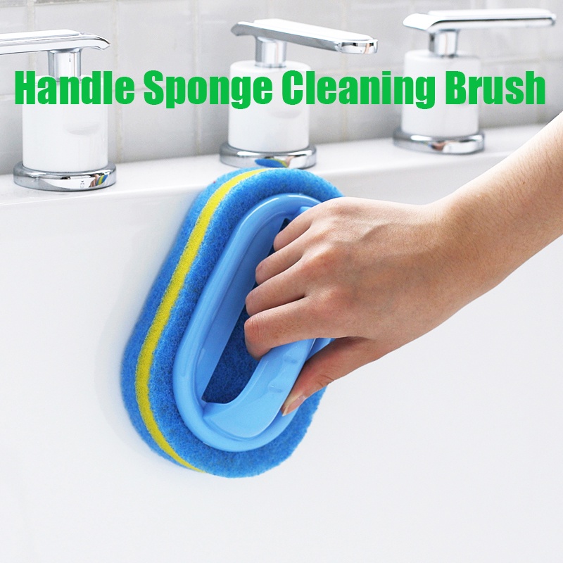 Spons Sikat Pembersih Kaca Dinding Bahan Microfiber Gagang Plastik Serbaguna Untuk Dapur / Kamar Mandi