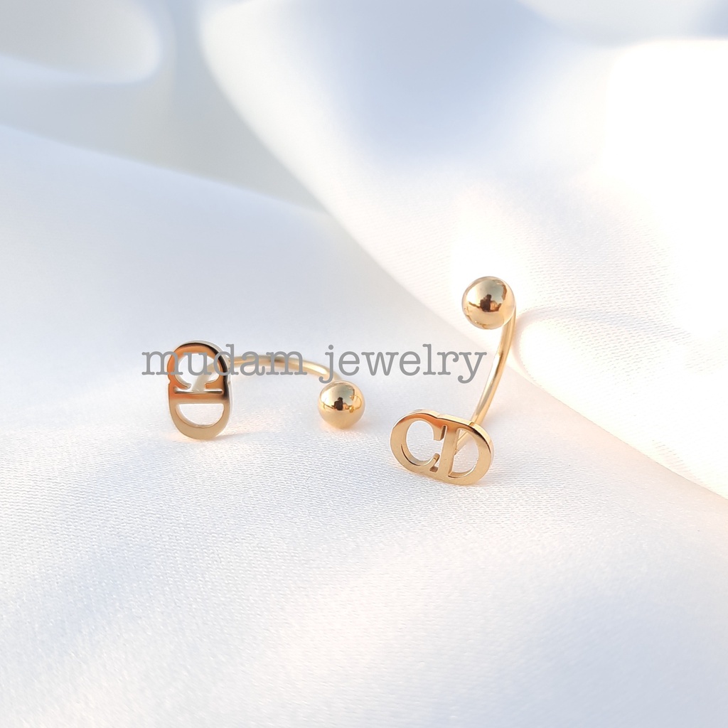 Anting Tusuk Putar Model C D*or Dengan Warna Gold