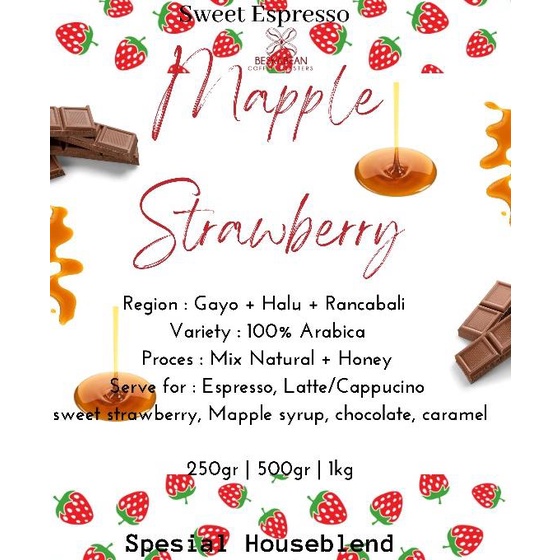 

[ COD ] 250gr Espresso Mapple Strawberry DISKON Kode 811