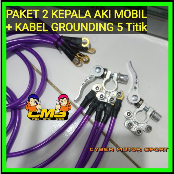 Paket kabel Grounding plus kepala aki negative positive . terminal