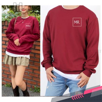 Crewneck Sweater Jaket Jumbo Couple  MR/MRS Polos Big Size Jumper S M L XL XXL XXXL XXXXL XXXXXL