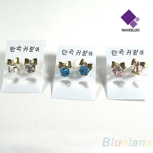 Anting Stud Desain Kubus Ikatan Simpul Berkilau Untuk Wanita