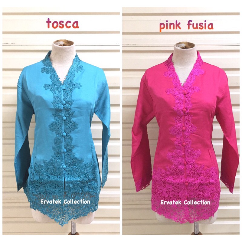 Kebaya Encim Balotelli KE11 Bordir Renda Polos / Senada Tangan Panjang / Kebaya Kartini Atasan-4