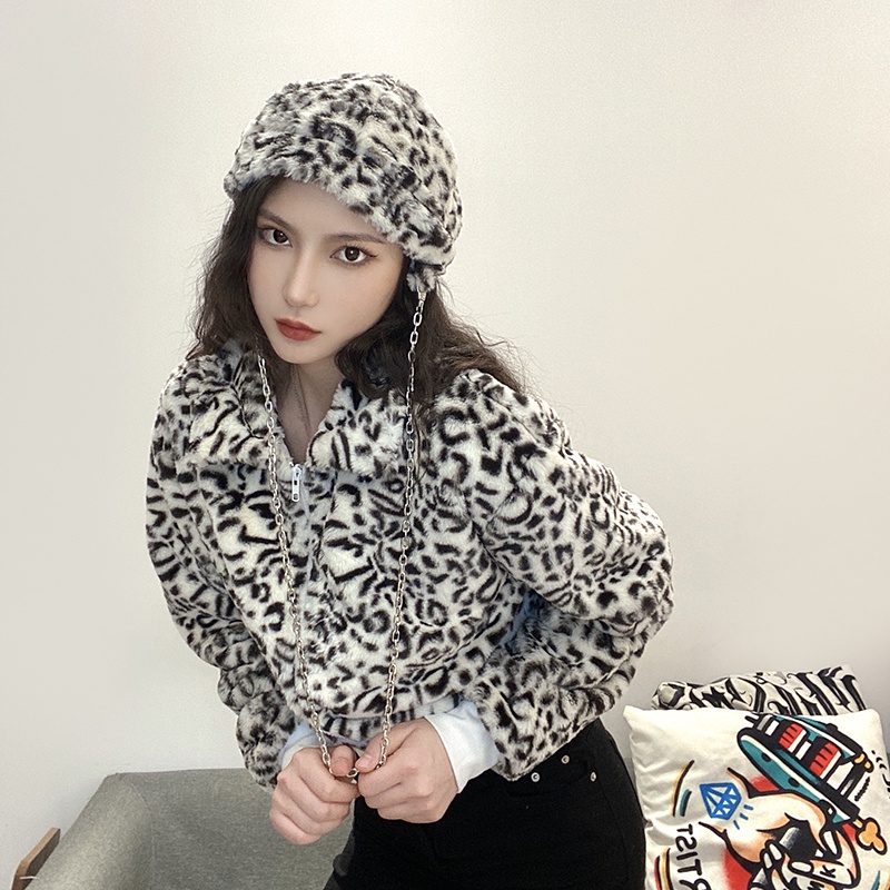 #Sisjuly# Super cute leopard print vitality girl zipper short jacket women warm new cardigan