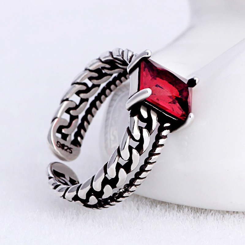 Cincin Sterling Silver 925 Model Rantai Lilit Gaya Vintage Thailand Adjustable Untuk Wanita