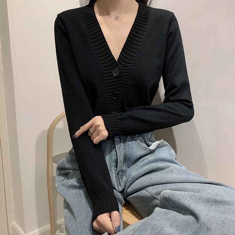 newkoou Cardigan rajut pendek kasual kasual wanita Korea newkoou Cardigan rajut pendek kasual kasual wanita Korea