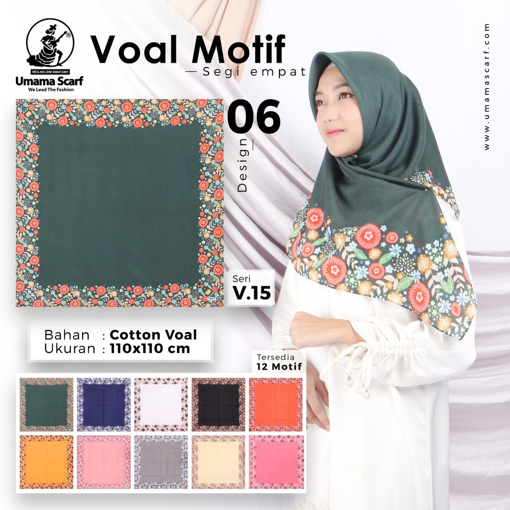 Grosir 10 Pcs Hijab Segi Empat Voal Motif 06 Bahan Cotton Voal - By Umama