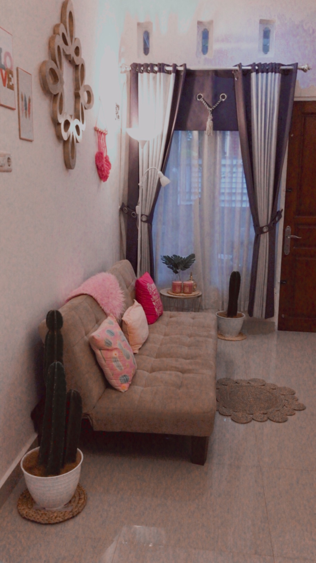 Rug Seagras Matahari D70 Cm/ Karpet Bulat Anyaman/ Dekorasi Boho / Alas Tikar