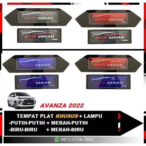 TEMPAT PLAT KHUSUS AVANZA 2021-2022 + LAMPU (BIRU &amp; PUTIH)