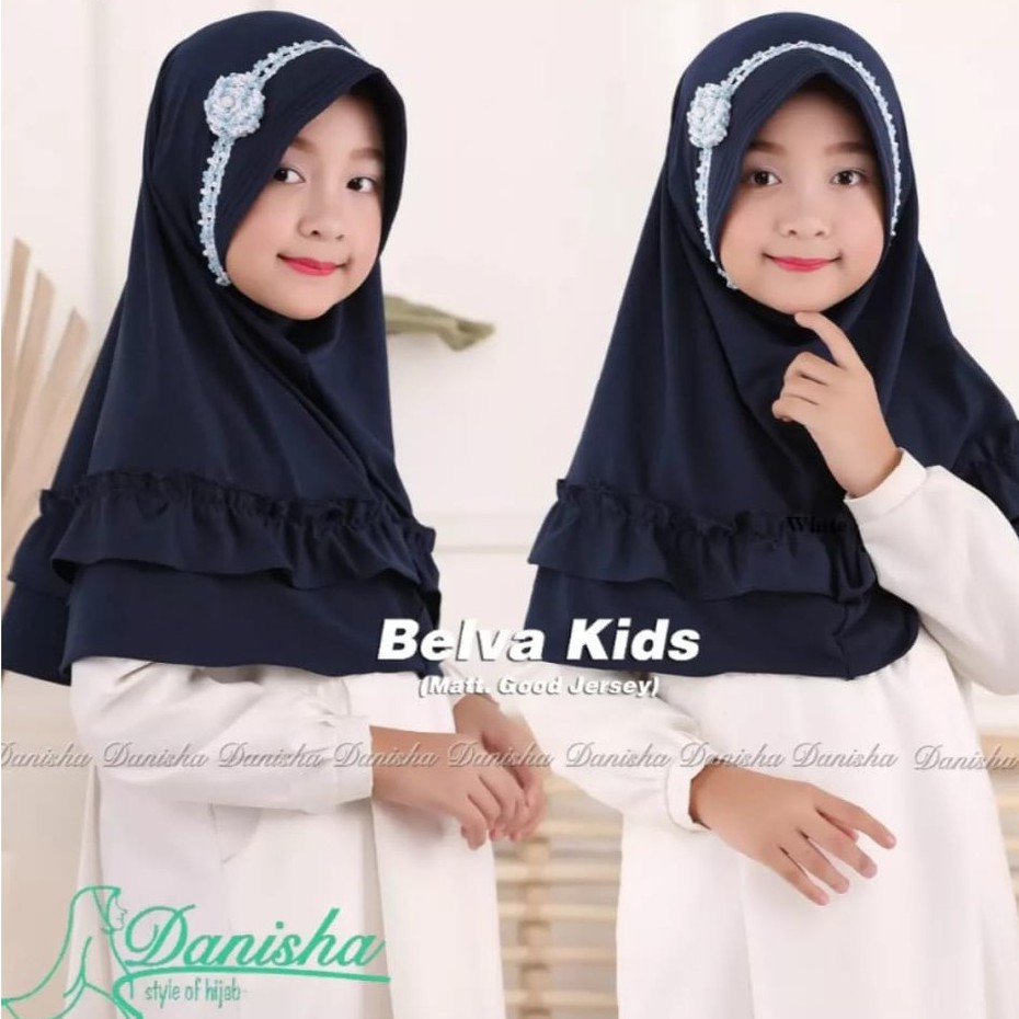 Jilbab Anak Perempuan Instan Lucu BELVA TK BUNGA REMPEL Allsize 3-6 Tahun