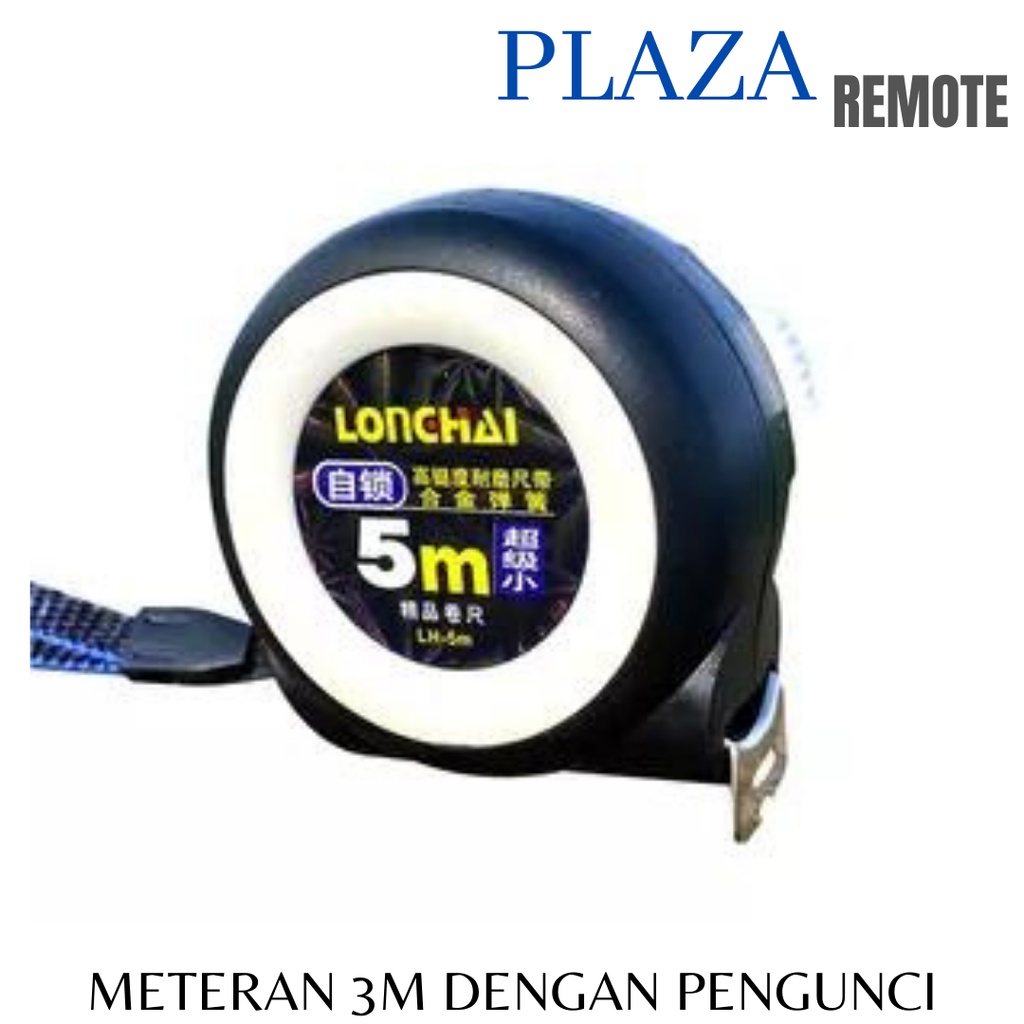 METERAN TUKANG 3 M ALAT UKUR LONCHAI DENGAN PENGUNCI PERTUKANGAN