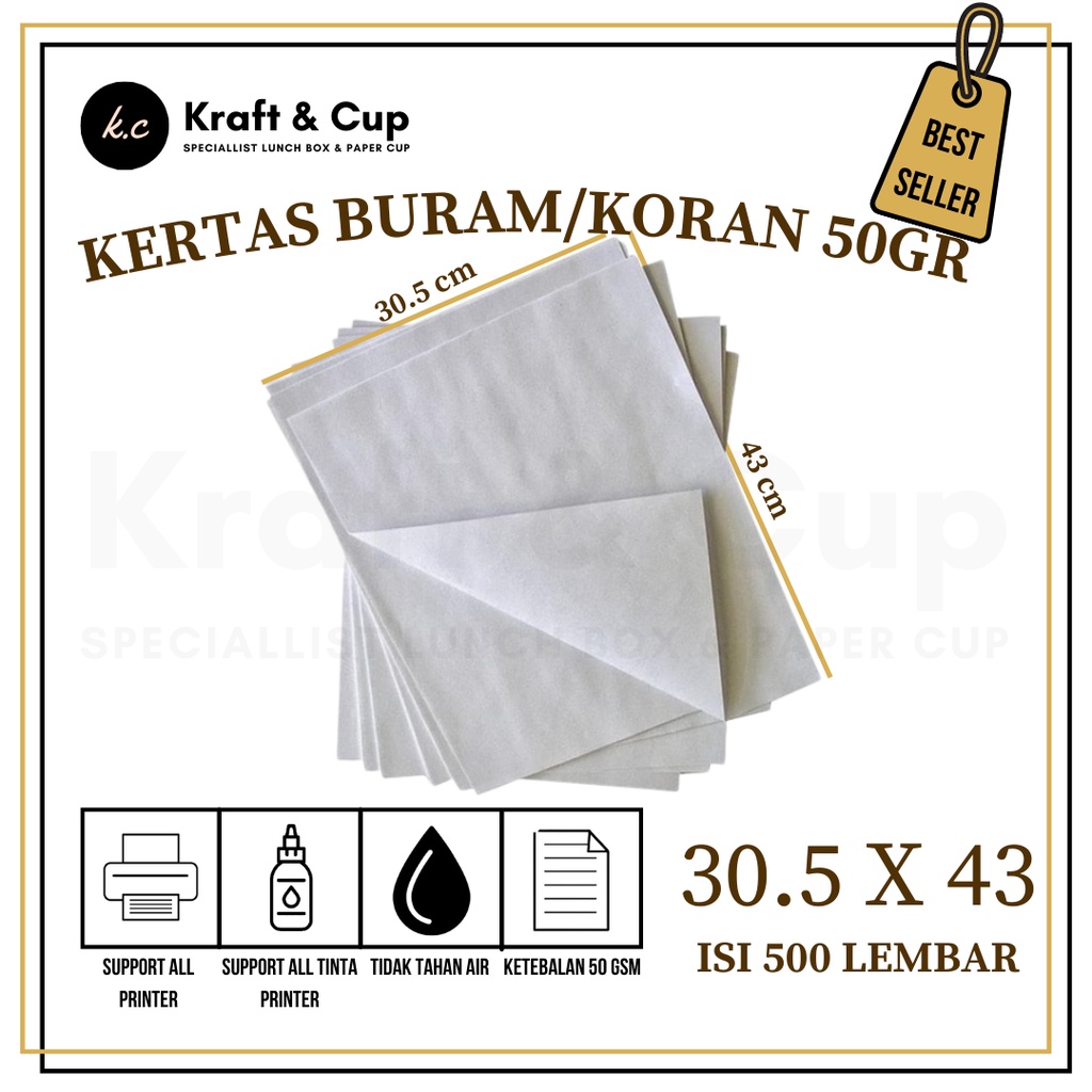 

Kertas Flipchart Buram 30.5cm x 43cm isi 500 lembar / Kertas Bungkus Nasi Padang