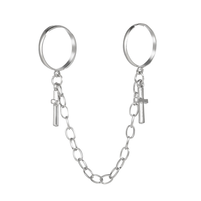 Fancyqube Cincin Model Terbuka Desain Kupu-Kupu Rantai Panjang Bahan Alloy Dapat Disesuaikan Untuk Wanita