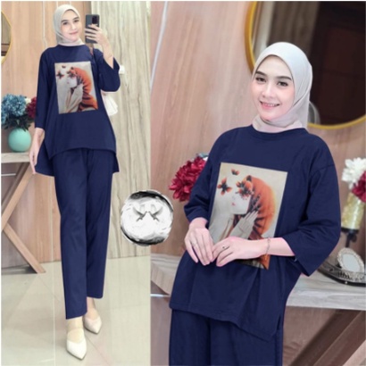 Set Baju Muslimah Set Casual Wanita Remaja Bigsize Setelan Jumbo Terbaru 2022 Model Kekinian Trendy 