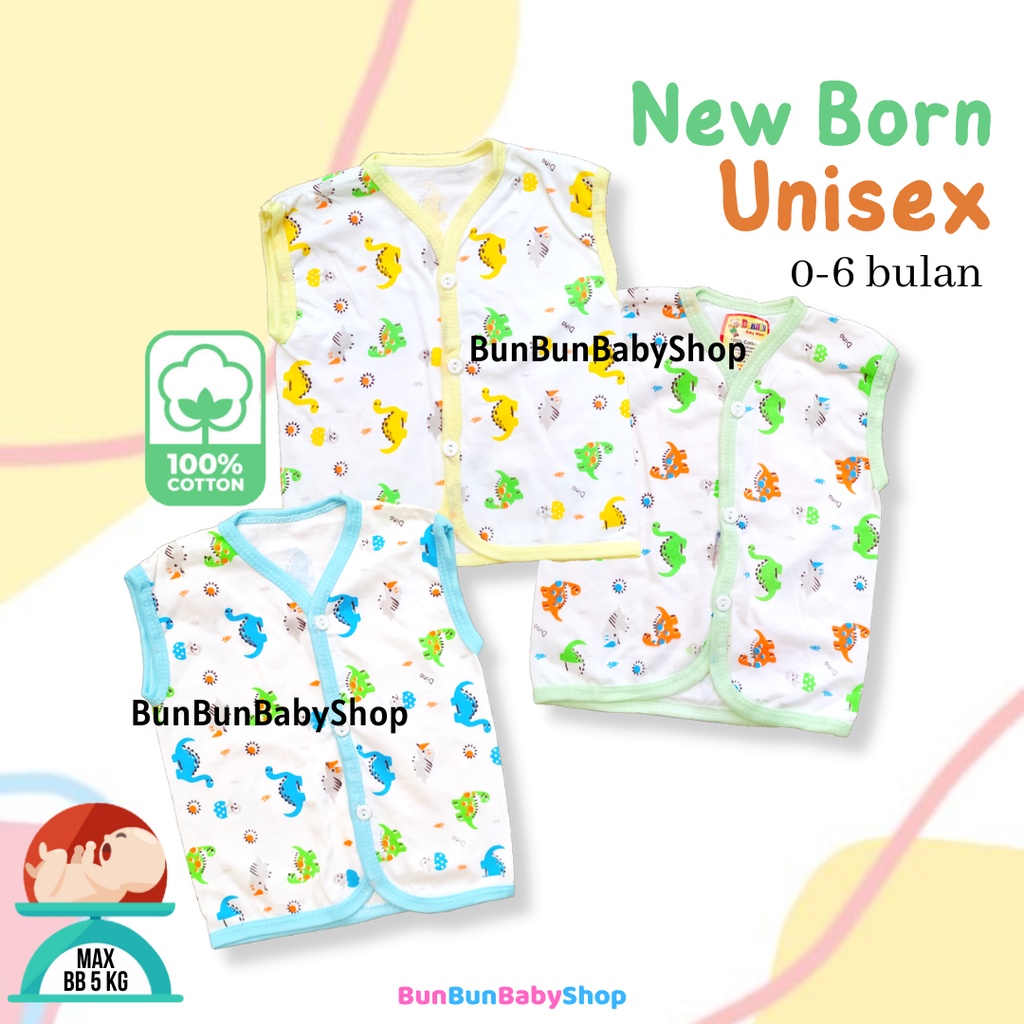 Atasan Lengan Kutung Singlet Baju Bayi Baru Lahir Pakaian Baby New Born Murah Katun Lembut Perlengkapan Anak Bunbunbabyshop