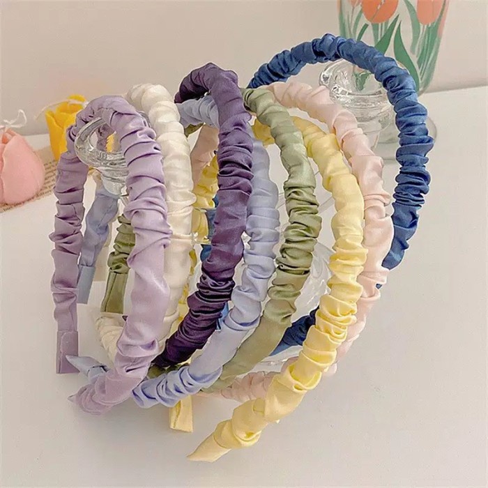 Bando Kerut Korea Scrunchie Satin Warna Pastel