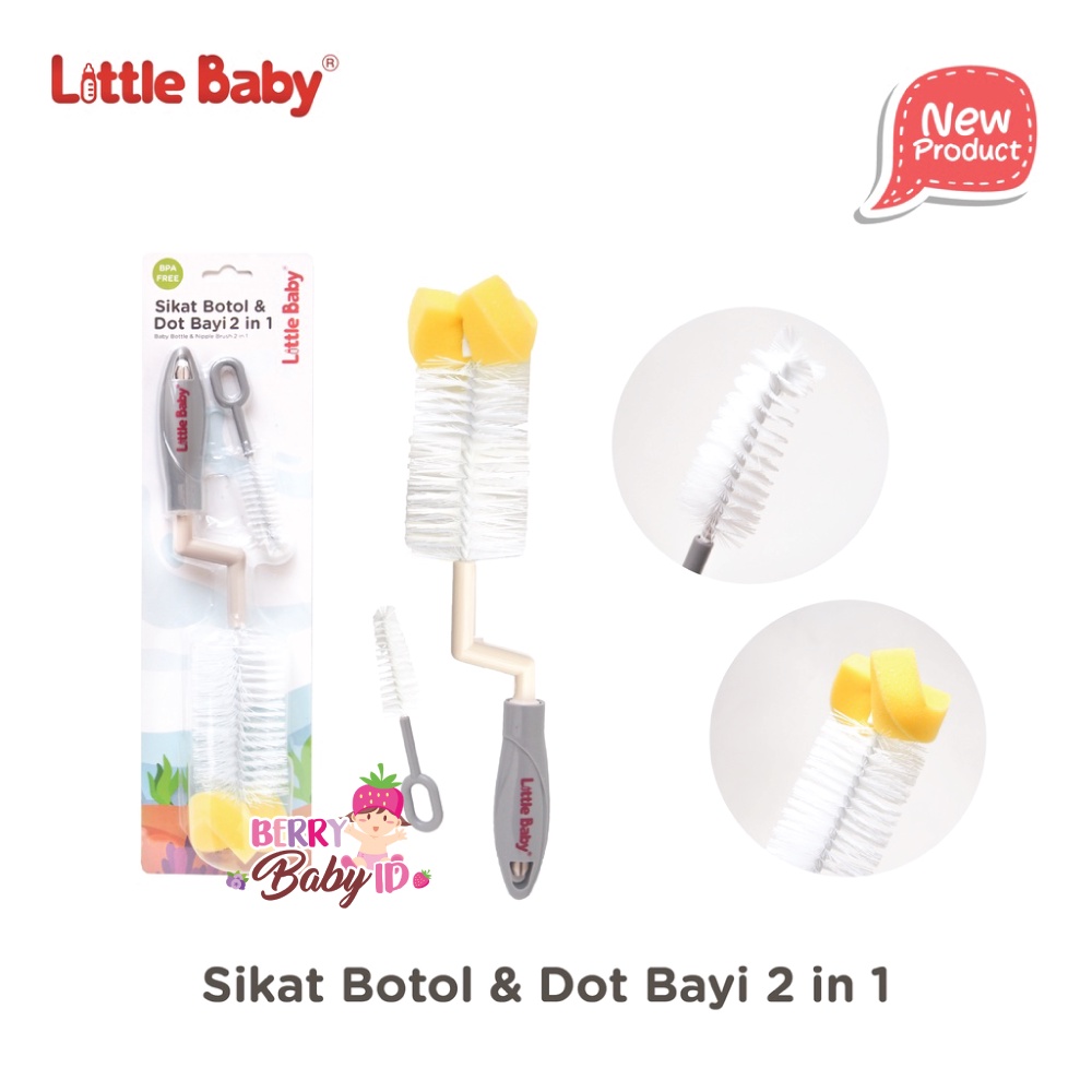 Little Baby 2-in-1 Sikat Botol &amp; Dot Bayi Bottle Nipple Brush Berry Mart