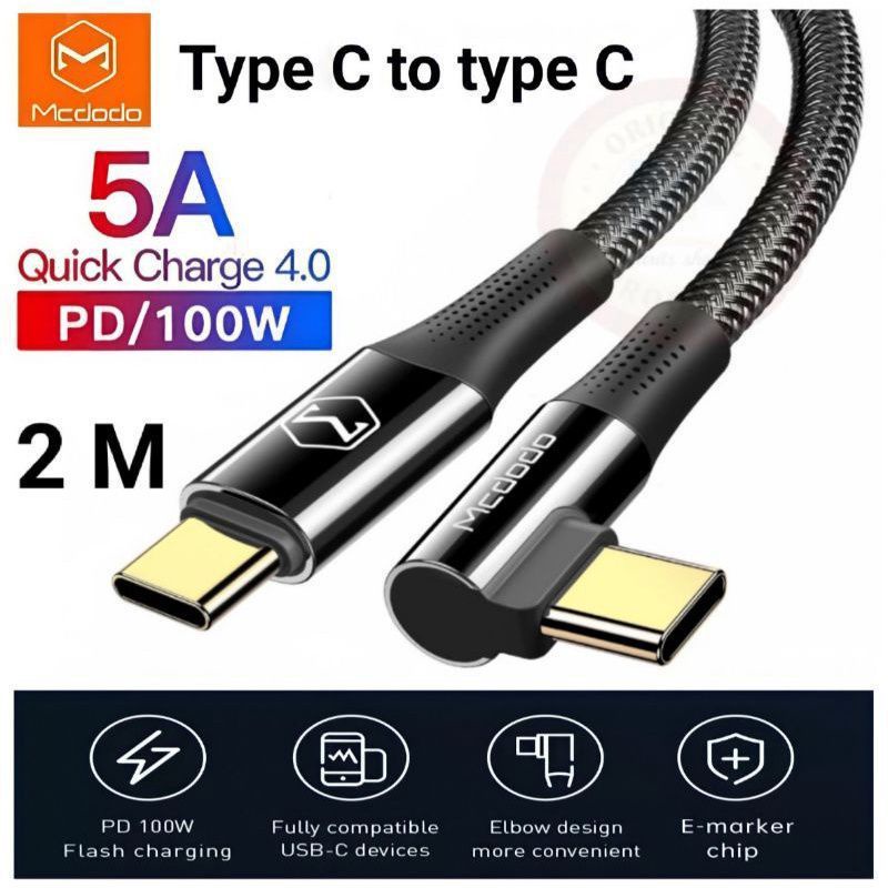 mcdodo kabel data usb type c to type c 100w pd fast charging  5a  2m  original mcdodo