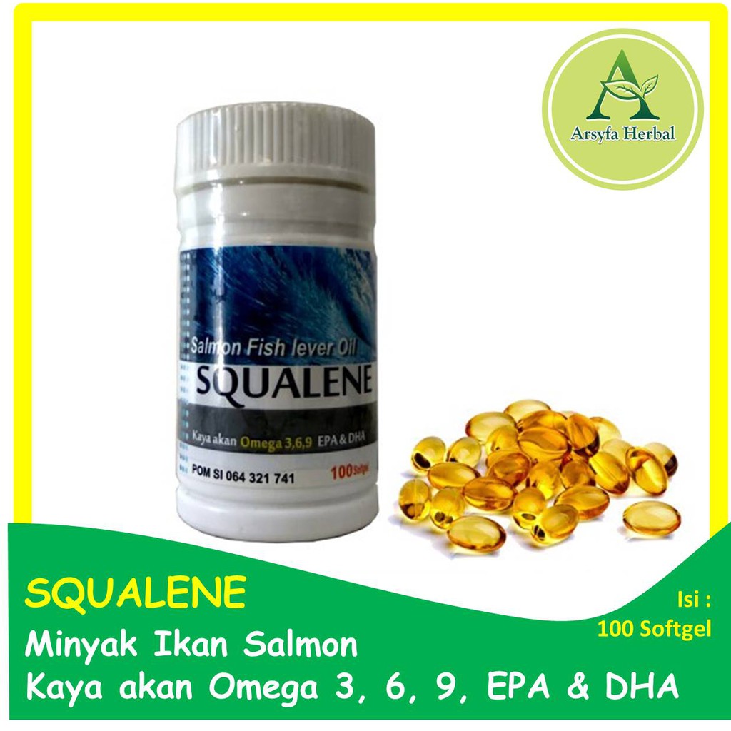 Squalen Fish Liver Oil Salmon Omega 3 Isi 100 Softgel Minyak Ikan Salmon Original Bpom Mui Indonesia