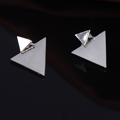 Hu Hu Hu Hu Hu Alat Bantu Pasang Kacamata♡ 1 Pasang Anting Tusuk Asimetris Bentuk Segitiga Untuk Wanita