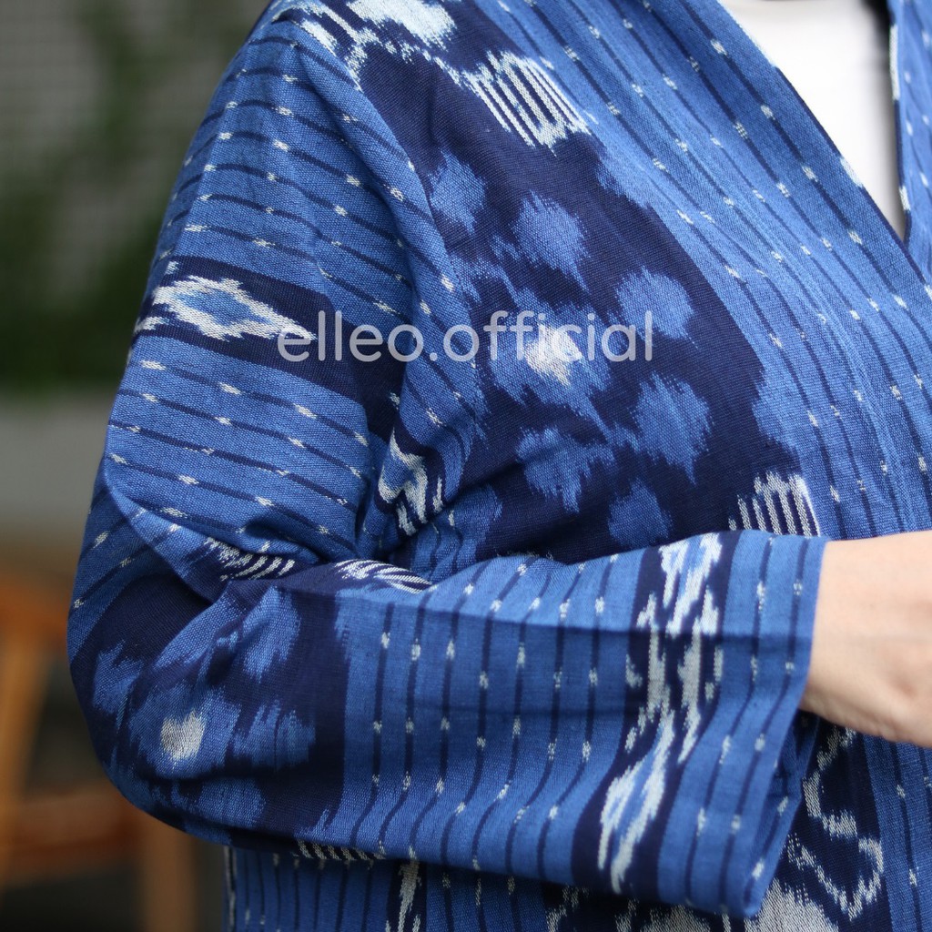 ELLEO LONG OUTER TENUN BLUE PREWED/KONDANGAN BLUES CARDIGAN TENUN