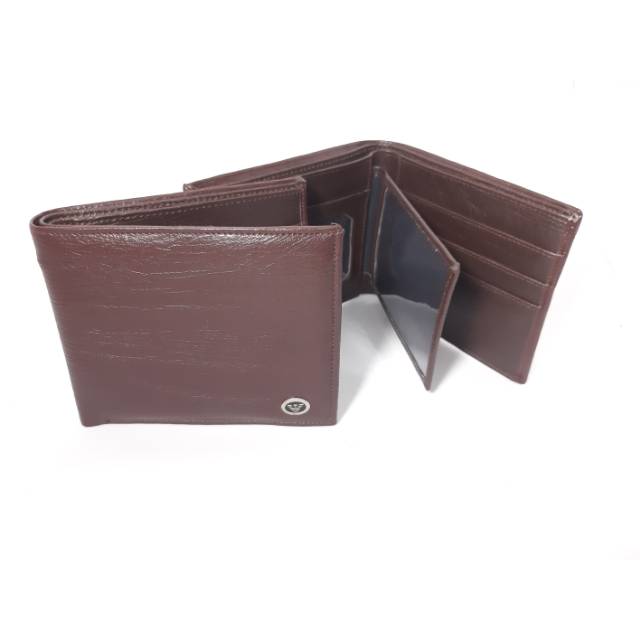 Dompet Kulit Pria Dompet Pendek Pria Wanita Dompet Kartu Polos Warna Dark Brown Premium Murah