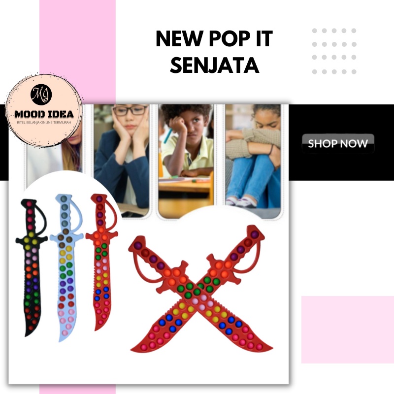 (MI) Mainan Pop It Simple Dimple Pedang Kapak Mainan Anak Senjata Terbaru-2