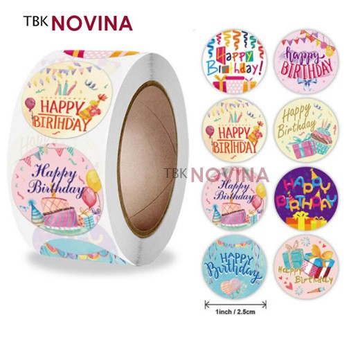 [KODE 59] Stiker Happy Birthday / Label segel Terima kasih 2.5cm (10pcs)